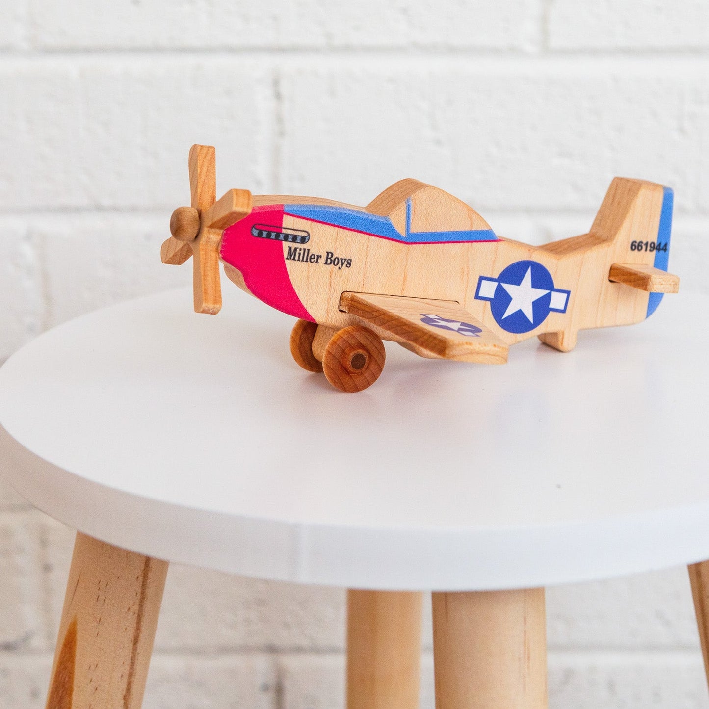WWII Classic P-51 Mustang Wooden Toy Airplane Trio | Nominated for 2026 Astra Play Award | Made in the USA ๐บ๐ธ