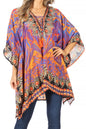 Stylish Rhinestone Lace-Up V-Neck Women's Caftan Poncho Cover-Up by Sakkas Aymee